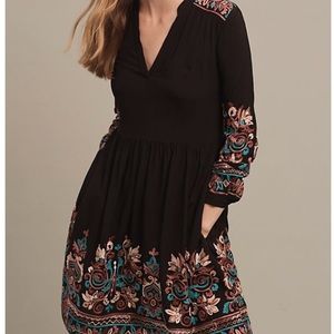 Anthropologie Embroidered Avery Dress